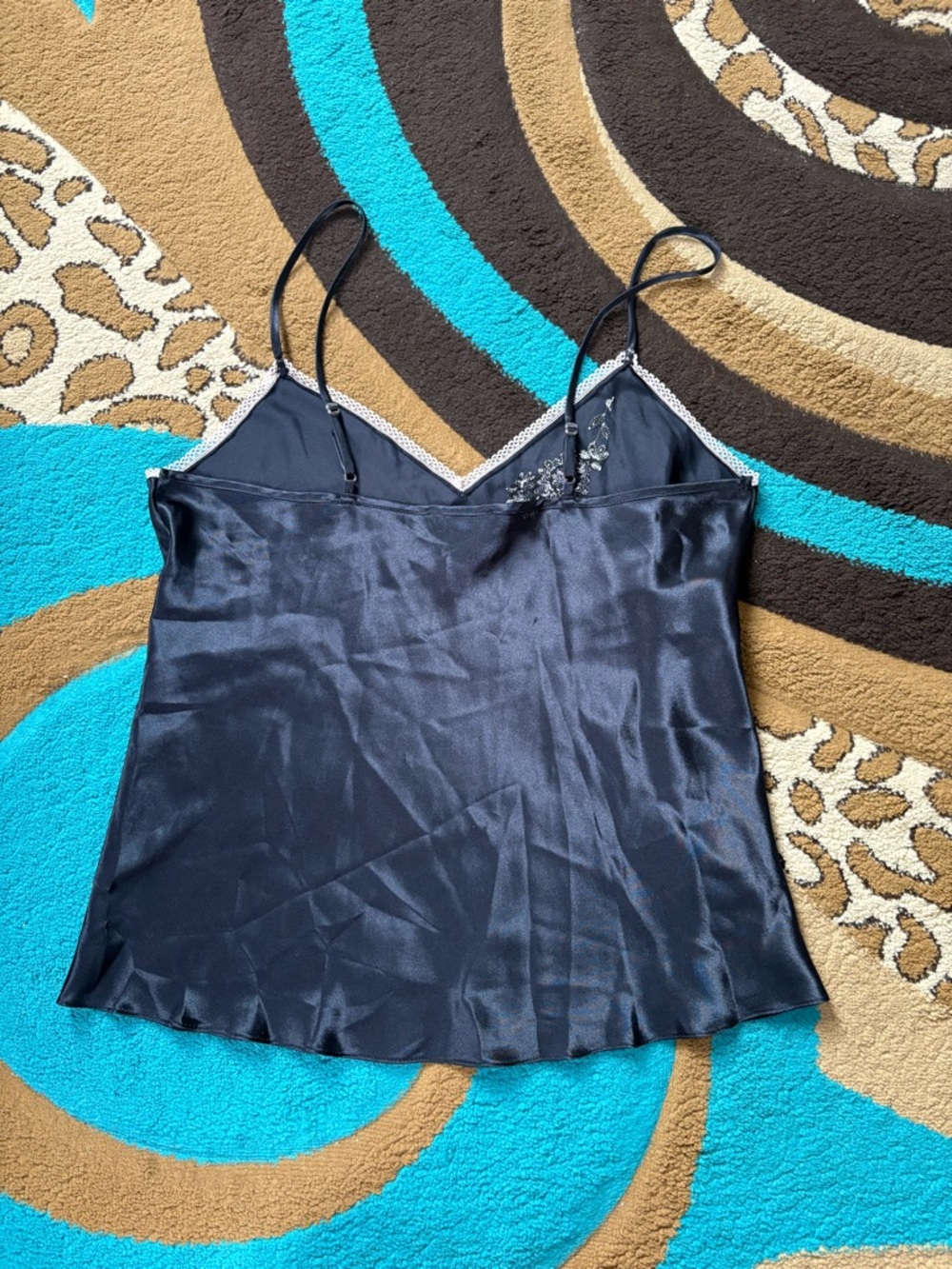 Jones New York Navy Black Satin Spaghetti Strap Camisole - Picture 3 of 5